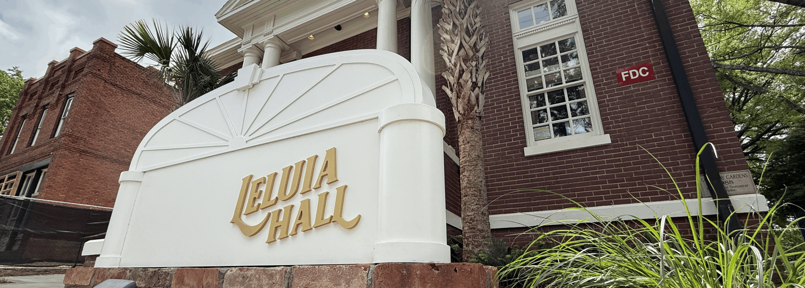 sign header leluia hall sign